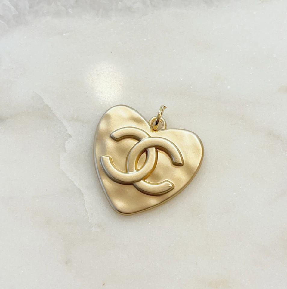 Chanel Gold Heart 25mm STAMPED Designer Pendant Charm - Image 1 of 2