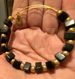 Alex & Ani black square gold bead bracelet - Picture 1 of 2