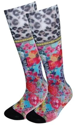 COOL7 3D Print Kniestrümpfe Leo Stripe & Flowers Leomuster Blumen bunt 36 - 40 - Bild 1 von 2