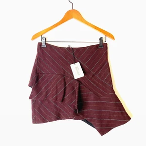 Isabel Marant NWT Size 38 Burgundy Kimura Striped Short Wool Blend Skirt - Picture 1 of 12