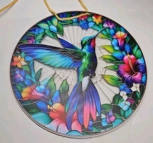 Suncatcher Glass Hummingbird Window Ornament Bright Vibrant Home Decor NEW - Picture 1 of 6