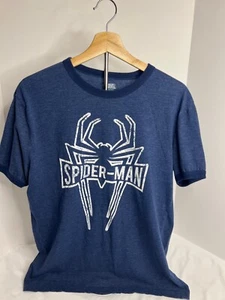 Marvel Spiderman T-Shirt Mens Large Dark Blue Spider Symbol - Picture 1 of 3