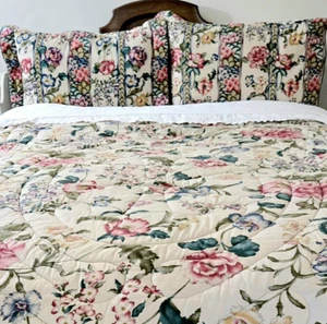 TWIN Sz RARE VTG Croscill Comforter & 2 Shams Dynasty Reversible Floral Retired - Picture 1 of 17