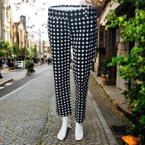 J Crew City Fit Stretch Capri Pants Size 6 Black Polka Dot - Picture 1 of 10