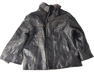 Hawke & Co - Adventure Legends Bomber Jacket Boys Size 4T Leather Brown Pilot - Picture 1 of 13