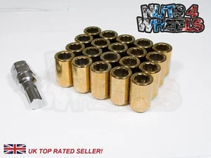 20 x Gold Tuner Wheel Nuts M12x1.5 Fits Mazda Tribute RX7 RX8 CX7 CX7 MPS - Picture 1 of 3