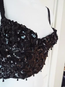 1990’s | DKNY | Sequined and Beaded Bustier | Size M - Picture 1 of 17