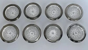 Lote de 8 posavasos Leonard Italia Starburst Mid Century MCM plateados - Imagen 1 de 5