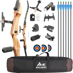 66" 68'' 70'' Recurve Bow Takedown Wooden Archery 14-40lbs Bamboo Core Limb Hunt - Picture 1 of 26