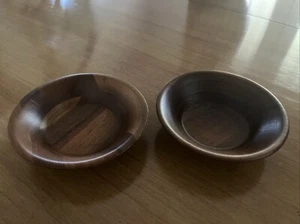 VERMILLION Real Walnut Salad/Snack 6" Bowls Dark Brown Set of 2 MCM - Picture 1 of 3
