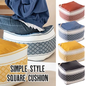 PU Square Cotton Cushion Cover Seat Footstool Pouffe Square Ottoman Home Storage - Picture 1 of 16