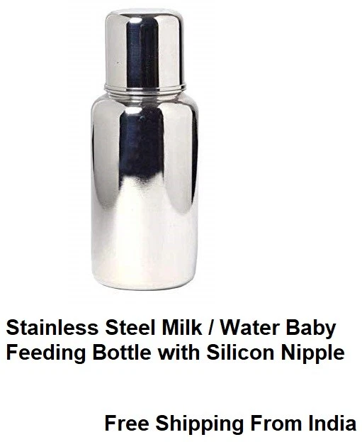 Mamadeira de aço inoxidável de melhor qualidade com água com leite e mamilo de silicone - Imagem 1 de 4