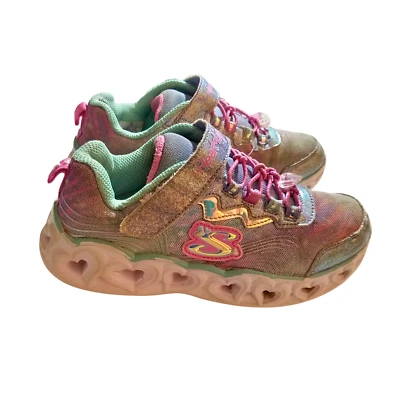 Tenis Skechers Niñas Luces Corazón Espíritu Brillante Sin Cordones Correa Ajustable Talla 1 Foto 1 de 4