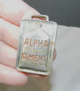 vtg ADVERTISING WATCH FOB Alpha Portland CEMENT Whitehead & Hoag jewelry - Picture 1 of 3
