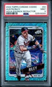2024 Topps Chrome Cosmic 84 Austin Riley Aqua Equinox Refractor /199 PSA 9 - Bild 1 von 2