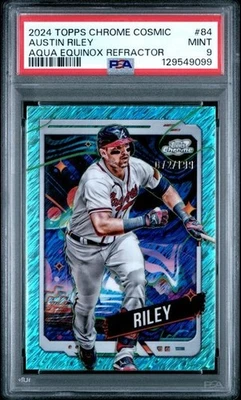 2024 TOPPS CHROME COSMIC 84 AUSTIN RILEY AQUA EQUINOX REFRACTOR /199 PSA 9 - Image 1 of 2