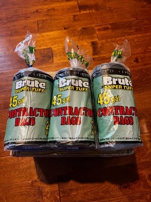 Brute Super Tuff Contractor Trash Bags, 45 Gallon, 20 Bags New (1 pack)