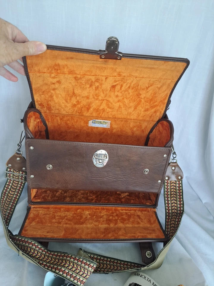 BOLSO CÁMARA VINTAGE FIDELIDAD LADOS DUROS TERCIOPELO NARANJA incluye Accesorios X 9 Foto 1 de 4