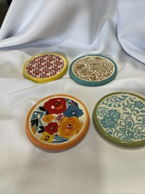 Juego de 4 posavasos de diseño floral de gres mercado de pulgas Pioneer Woman Foto 1 de 4