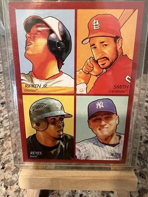 2009 Upper Deck Goudey - 4-In-1 Derek Jeter, Cal Ripken, Ozzie Smith #35-25 Red - Image 1 of 3