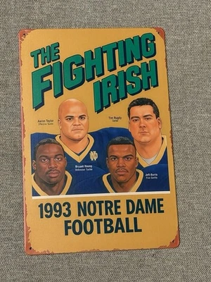 Irish 1993 Lineup - Metal Sign For Notre Dame Fans Fighting Irish - Image 1 of 2