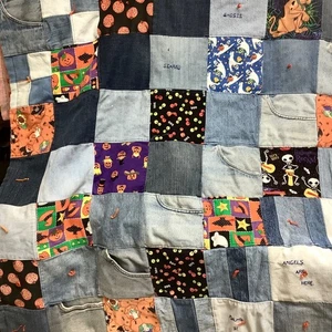 Denim Halloween Quilt Throw Pockets Scooby Doo Never Fear Angels are Near Psalms - Picture 1 of 9
