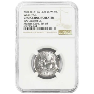 2004-D Wisconsin 25c Extra Low Leaf Variety NGC CH UNC 100th Greatest US Modern - Picture 1 of 3