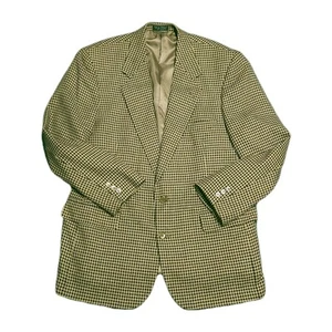 Hardy Amies Sport Coat Mens 42R Brown Houndstooth Silk Wool Jacket Blazer - Picture 1 of 12