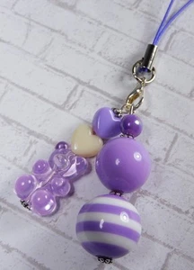 Gummy Bear Bubblegum Handmade Beaded Cell Phone Charm Strap Purple White New - Photo 1 sur 3