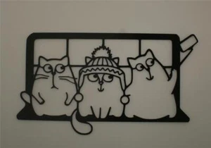 Cat Selfie Wall Decor 3D Printed Minimalist Line Art Stencil Cats Humor Funny - Picture 1 of 6