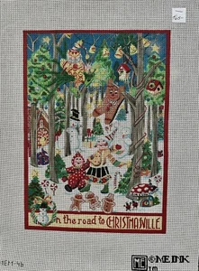 Mary Engelbreit HP Needlepoint Canvas On The Road To Christmasville 15”x10.5” - Picture 1 of 6