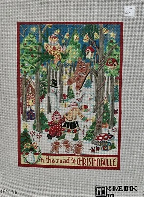 Mary Engelbreit HP Needlepoint Canvas On The Road To Christmasville 15”x10.5” - Image 1 of 4
