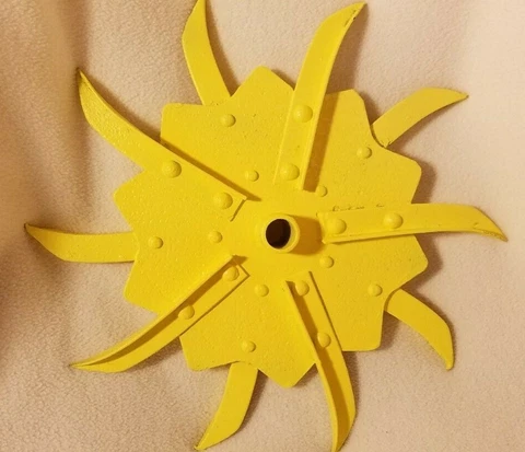 Vintage Cast Iron Plow Wheel Large Sunflower Yellow Plow Wheel Garden Art Cover