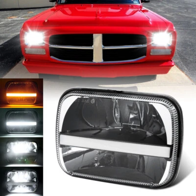 5X7" 7x6" LED Headlight Halo DRL For Dodge Ram 50 D150 D250 D350 W150 W250 W350 - Image 1 of 4