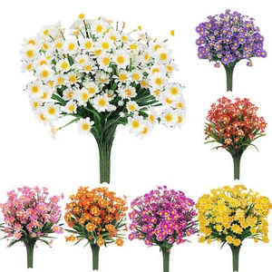 Daisy Flowers Artificial Faux Flowers UV Resistant Realistic Shrubs Pot Decora - Picture 1 of 12