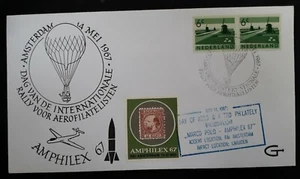 1967 Netherlands Amphilex Air Philatelic Rally Cover ties 2 stamps cnc Amsterdam - Picture 1 of 2