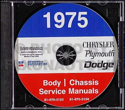 1975 Chrysler Plymouth Tienda Manual Juego On CD Chasis Servicio Y Cuerpo Repair - Imagen 1 de 3