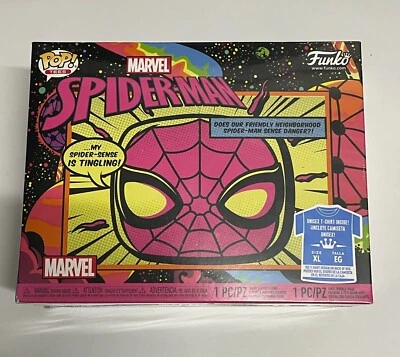 Funko Spider-Man Black Light Pop! & Tee Bundle Sealed Box Size is X/Large - Image 1 of 4