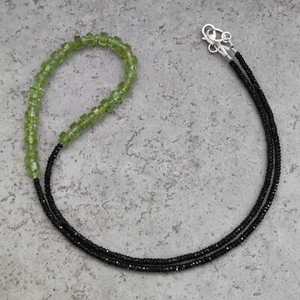 Peridot & Spinell Kette facettiert Heilstein 925 Sterlingsilber Handarbeit K608 - Bild 1 von 7