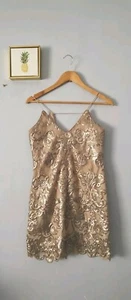 Tobi Mini Dress Women Size XS Color Gold Sequin Sleeveless Prom Party Good Condi - Picture 1 of 5