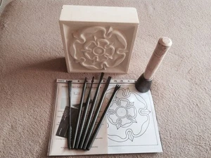 Stone Carving 'Tudor Rose'  Kit - 11 Piece Full Set - Picture 1 of 3