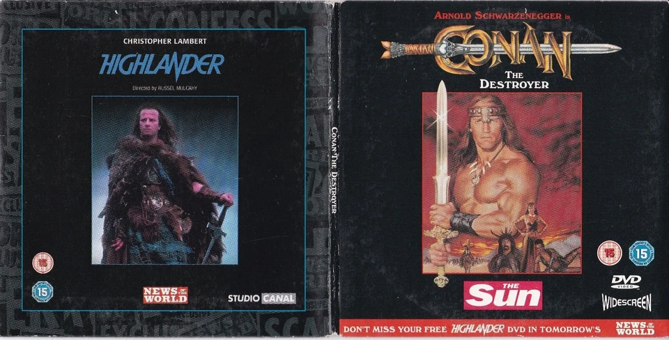 CONAN THE DESTROYER / HIGHLANDER ( THE SUN Newspaper 2 DVD Set ) - Bild 1 von 4