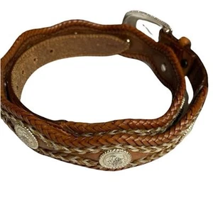 SALE Tony Lama Camel Color Belt Silver Coin Detail Women’s Size Medium Unique - Picture 1 of 12