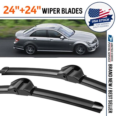 Front Windshield Wiper Blades Fit For Mercedes Benz C63 AMG C300 08-2013 24"+24" - Image 1 of 4