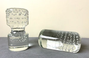 Two (2) Vintage Art Glass Paperweights Controlled Bubble Cylinder Shape - Bild 1 von 8