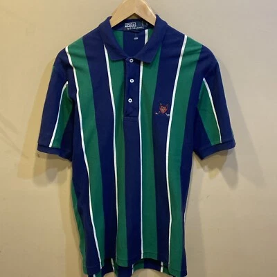 Polo POLO Ralph Lauren Para Hombre Mediano M Azul Verde Rayas 100% Algodón Golf Foto 1 de 4