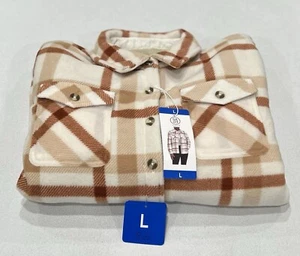 Sage Women's Plaid Lined Fleece Shirt Jacket, Rust, Size L - Picture 1 of 3