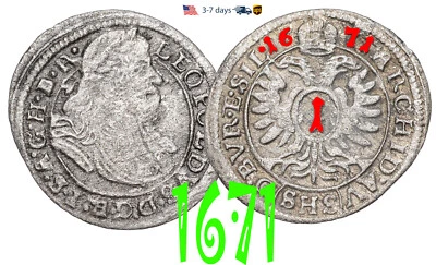 Austria 1 Kreuzer 1671 Habsburg Leopold I, Silver Coin #31883 - Image 1 of 3