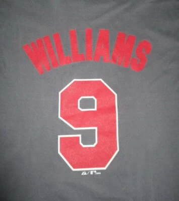 2009 Majestic TED 威廉姆斯编号 9 波士顿红色 SOX (LG) T 恤球衣灰色 — 第 1/4 张图片