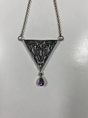 Peter Stone Sterling Celtic Bird Pendant Necklace w/Amethyst Drop - Image 1 of 4